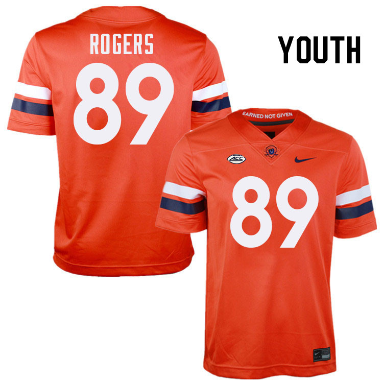 Youth Virginia Cavaliers #89 John Rogers College Football Jerseys Stitched-Orange